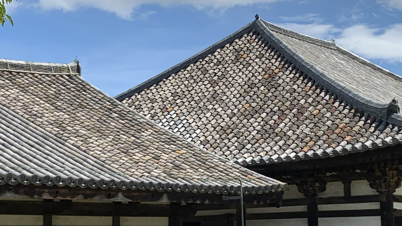 歴史を感じさせる伝統的な瓦屋根